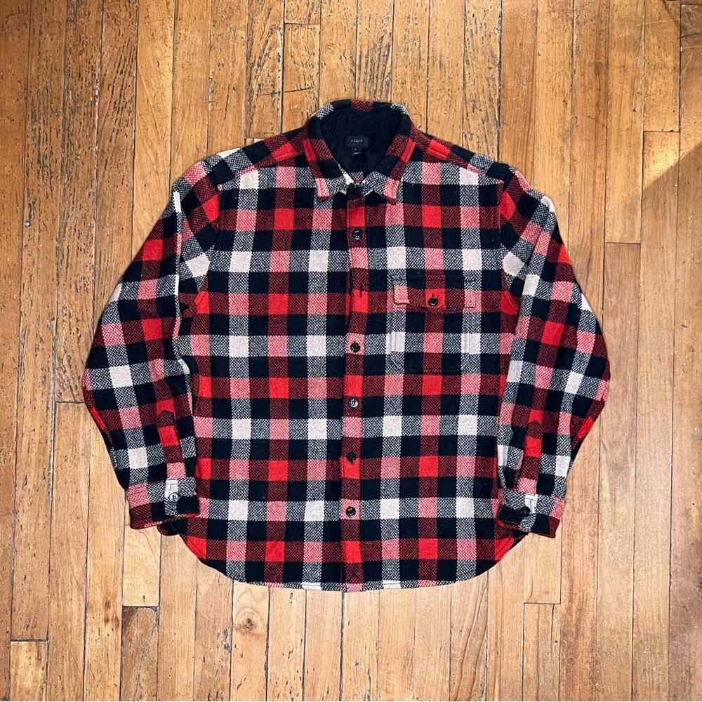 J. Crew Wool Blend Flannel Plaid Long Sleeve Shirt Jacket Slim (Size - L)